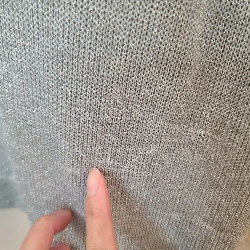 Divided H&M Sweater Womens Medium Gray Metallic Slouchy Sleeve Hooded Casual - Picture 7 of 12